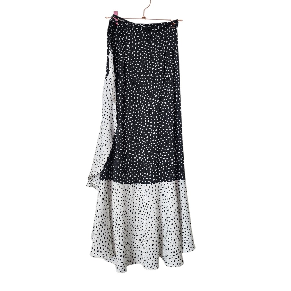 SUMMERSALT Beach To Brunch Wrap Skirt Midi Polka Dot Black White size XS